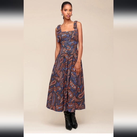 Avec Les Filles Dresses & Skirts - Avec Les FillesPaisley Cotton Drop-Waist Maxi Dress NWOT